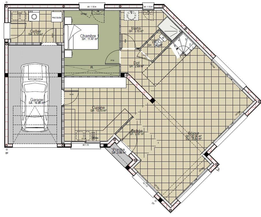 Maison neuve - Terrain à bâtir Saint-Saturnin (72650) à Saint-Saturnin (72), prix 359 000 €