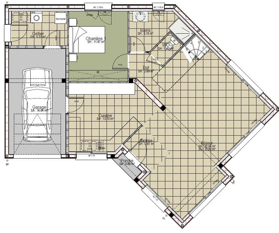 Maison neuve - Terrain à bâtir Saint-Saturnin (72650) à Saint-Saturnin (72), prix 359 000 €