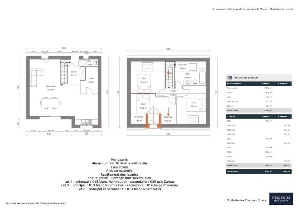 Maison neuve - Terrain à bâtir  () à Saint-Martin-des-Champs (29), prix 213 450 €