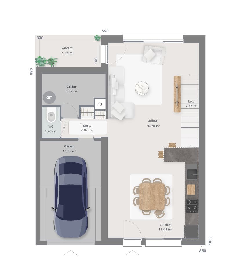 Maison neuve - Terrain à bâtir Choisy-au-Bac (60750) à Choisy-au-Bac (60), prix 341 000 €