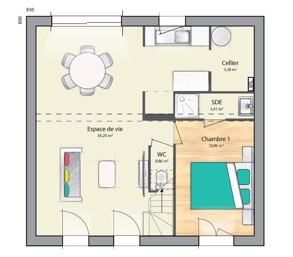 Maison neuve - Terrain à bâtir  () à Choisy-au-Bac (60), prix 281 000 €