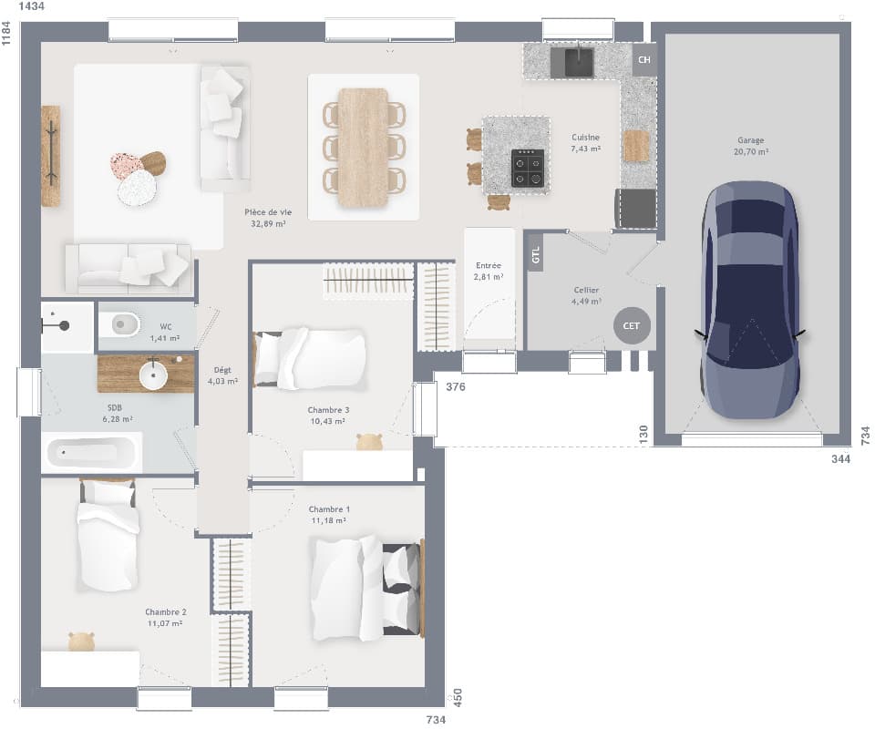Maison neuve - Terrain à bâtir Esches (60110) à Esches (60), prix 322 660 €