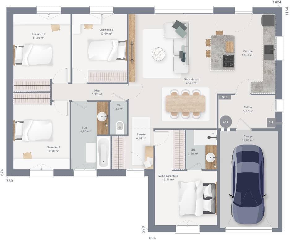 Maison neuve - Terrain à bâtir  () à Gondreville (60), prix 291 440 €
