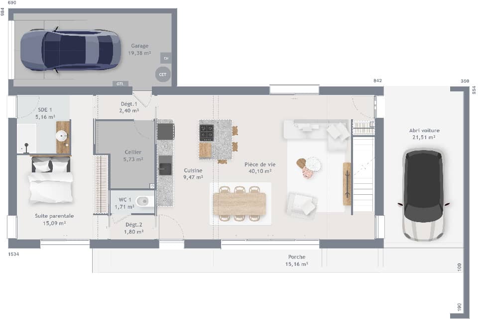 Maison neuve - Terrain à bâtir  () à Thiescourt (60), prix 474 890 €