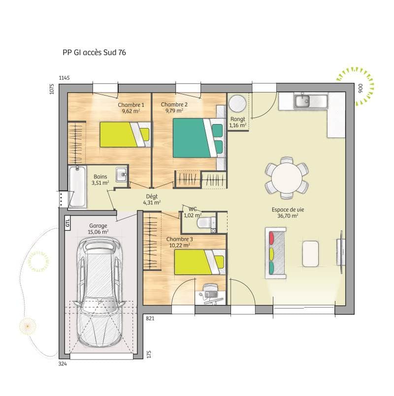 Maison neuve - Terrain à bâtir Mélicocq (60150) à Mélicocq (60), prix 229 777 €