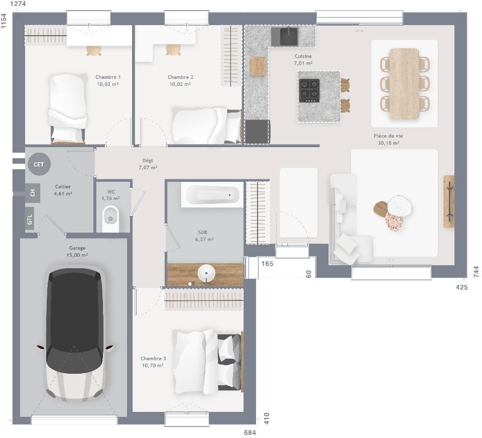 Maison neuve - Terrain à bâtir () à Lachelle (60), prix 290 000 €