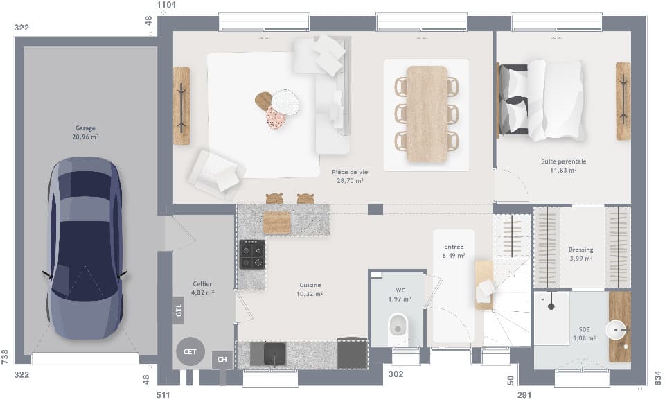 Maison neuve - Terrain à bâtir () à Choisy-au-Bac (60), prix 395 000 €