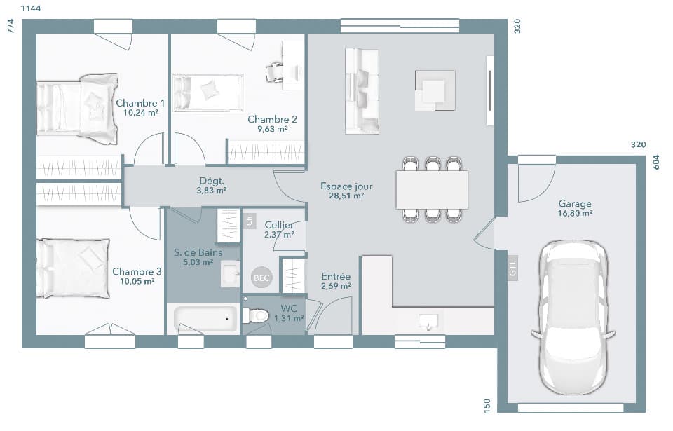 Maison neuve - Terrain à bâtir Montech (82700) à Montech (82), prix 175 800 €