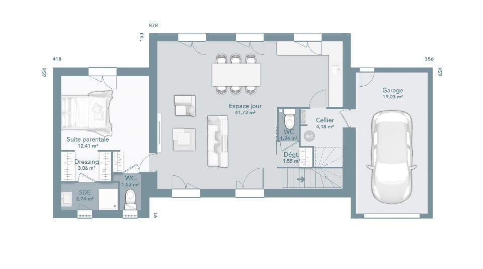Maison neuve - Terrain à bâtir Campsas (82370) à Campsas (82), prix 255 082 €