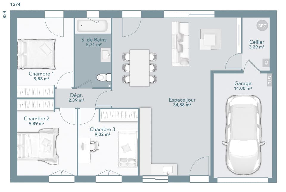 Maison neuve - Terrain à bâtir Bouloc (31620) à Bouloc (31), prix 232 255 €