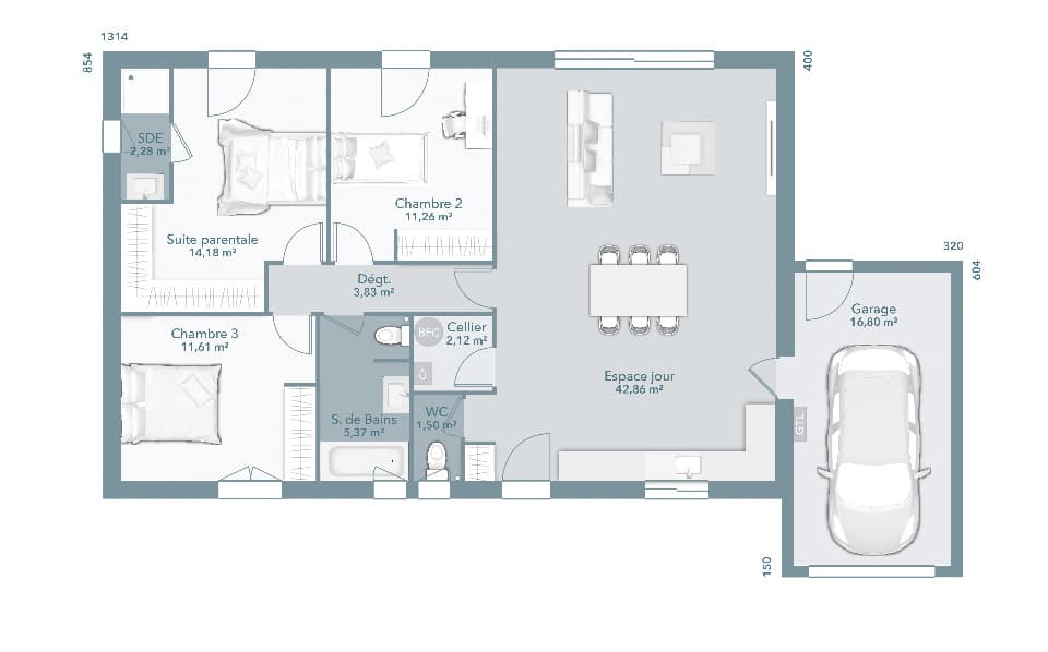 Maison neuve - Terrain à bâtir Verfeil (31590) à Verfeil (31), prix 265 843 €