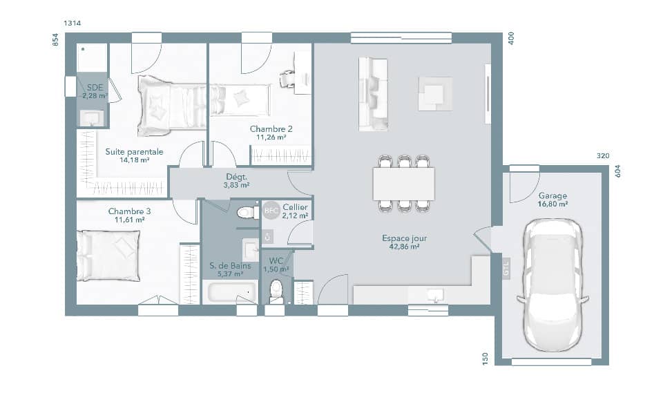 Maison neuve - Terrain à bâtir Castelnau-d'Estrétefonds (31620) à Castelnau-d'Estrétefonds (31), prix 216 843 €
