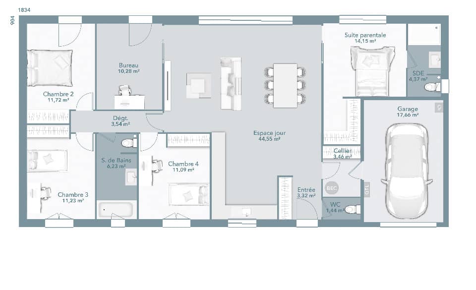 Maison neuve - Terrain à bâtir Dieupentale (82170) à Dieupentale (82), prix 263 116 €