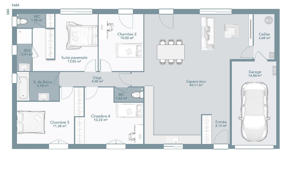Maison neuve - Terrain à bâtir La Ville-Dieu-du-Temple (82290) à La Ville-Dieu-du-Temple (82), prix 219 567 €