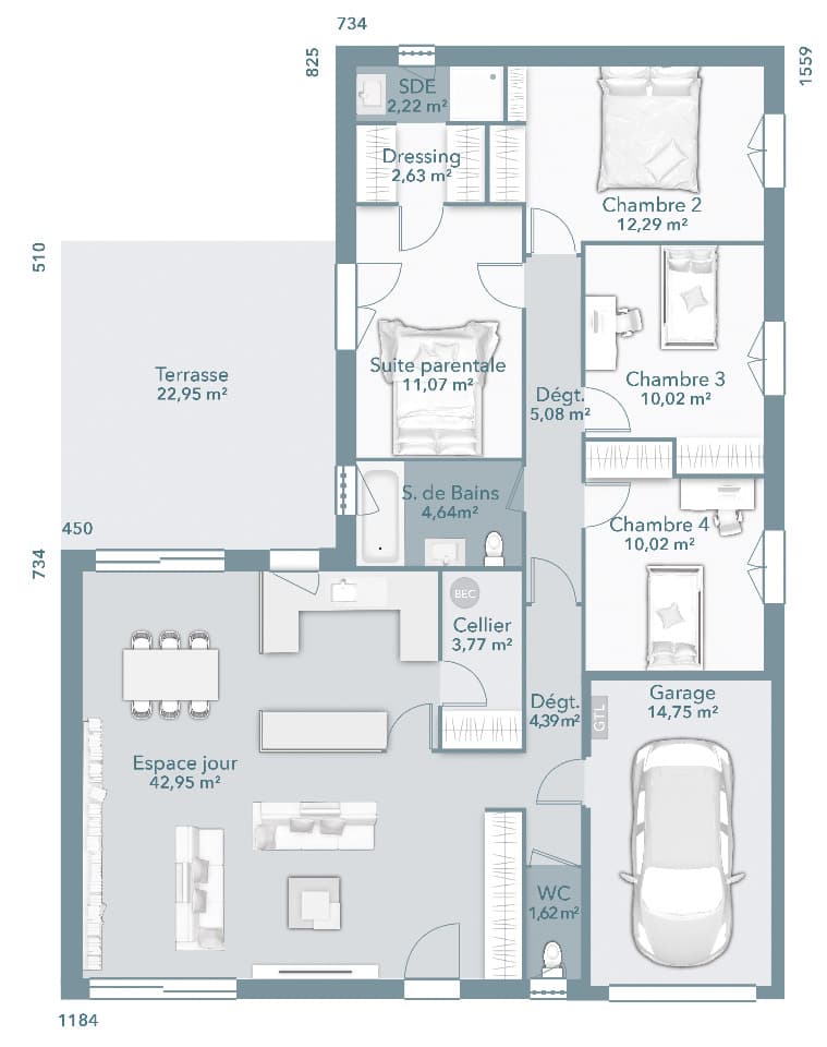 Maison neuve - Terrain à bâtir Nègrepelisse (82800) à Nègrepelisse (82), prix 238 409 €