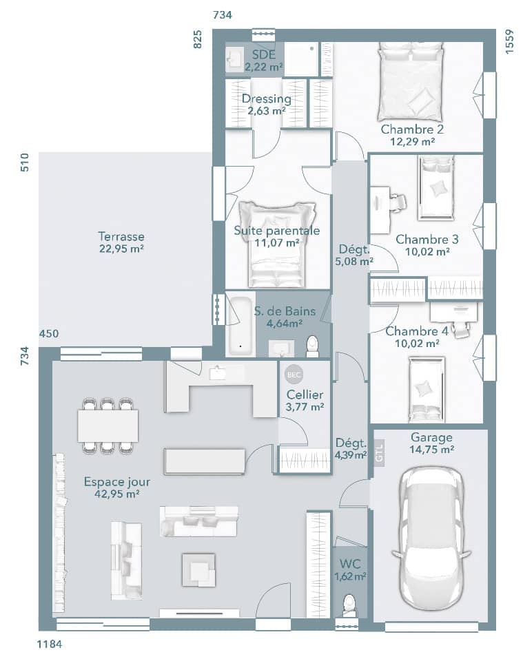 Maison neuve - Terrain à bâtir Montauban (82000) à Montauban, prix 237 509 €