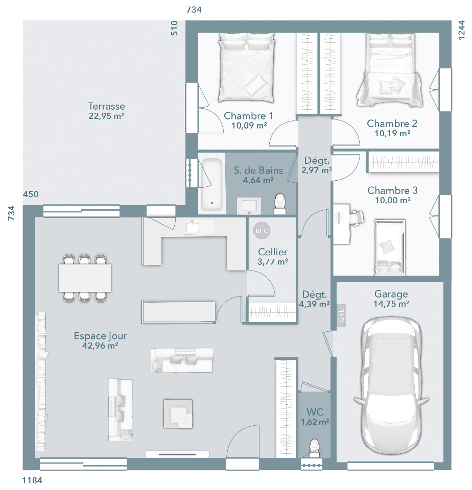 Maison neuve - Terrain à bâtir Montauban (82000) à Montauban (82), prix 217 987 €
