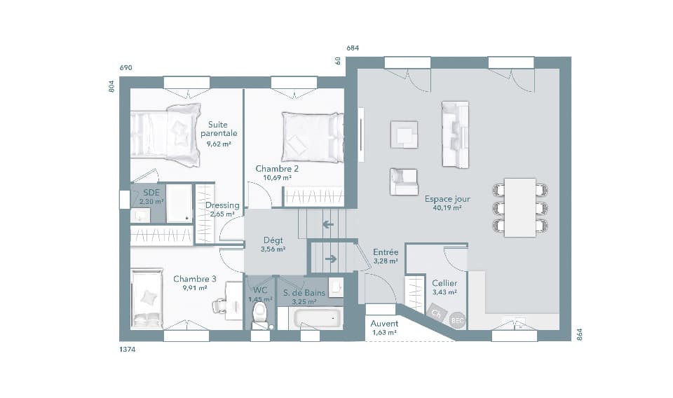 Maison neuve - Terrain à bâtir Montastruc (82130) à Montastruc (82), prix 230 000 €