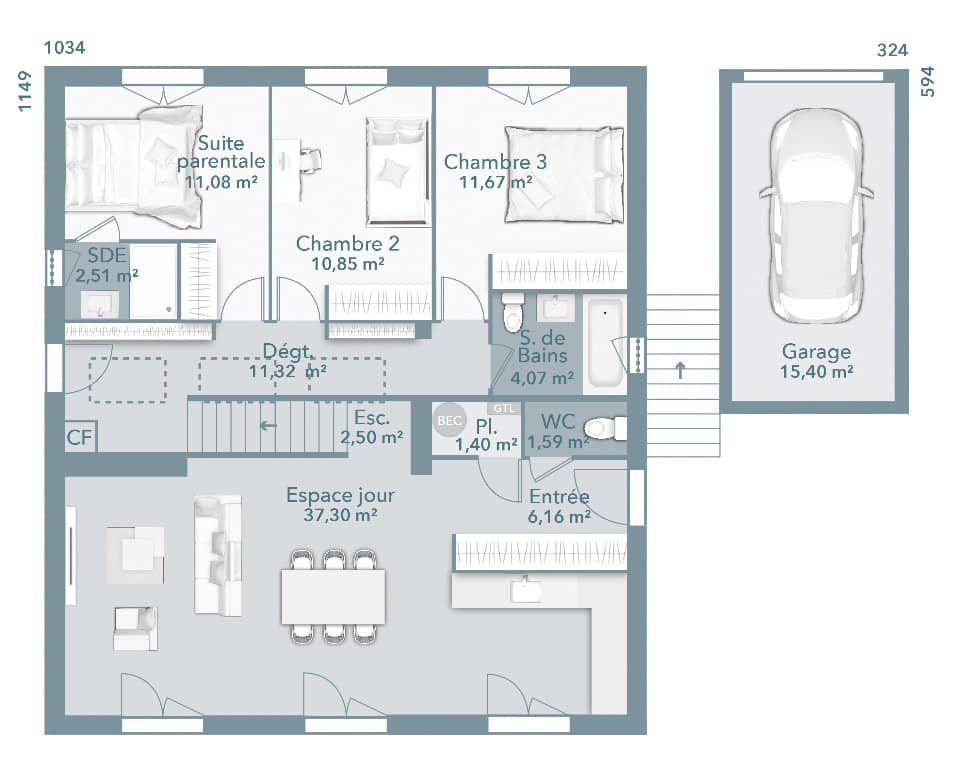 Maison neuve - Terrain à bâtir Saint-Jean (31240) à Saint-Jean, prix 484 000 €