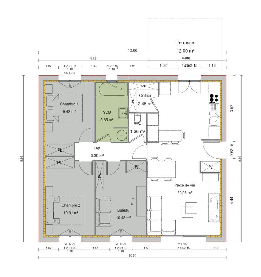 Maison neuve - Terrain à bâtir Fenouillet (31150) à Fenouillet (31), prix 233 000 €