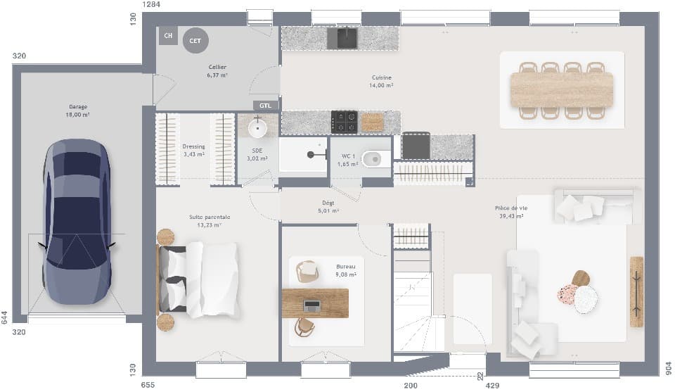 Maison neuve - Terrain à bâtir () à Camphin-en-Carembault (59), prix 377 000 €