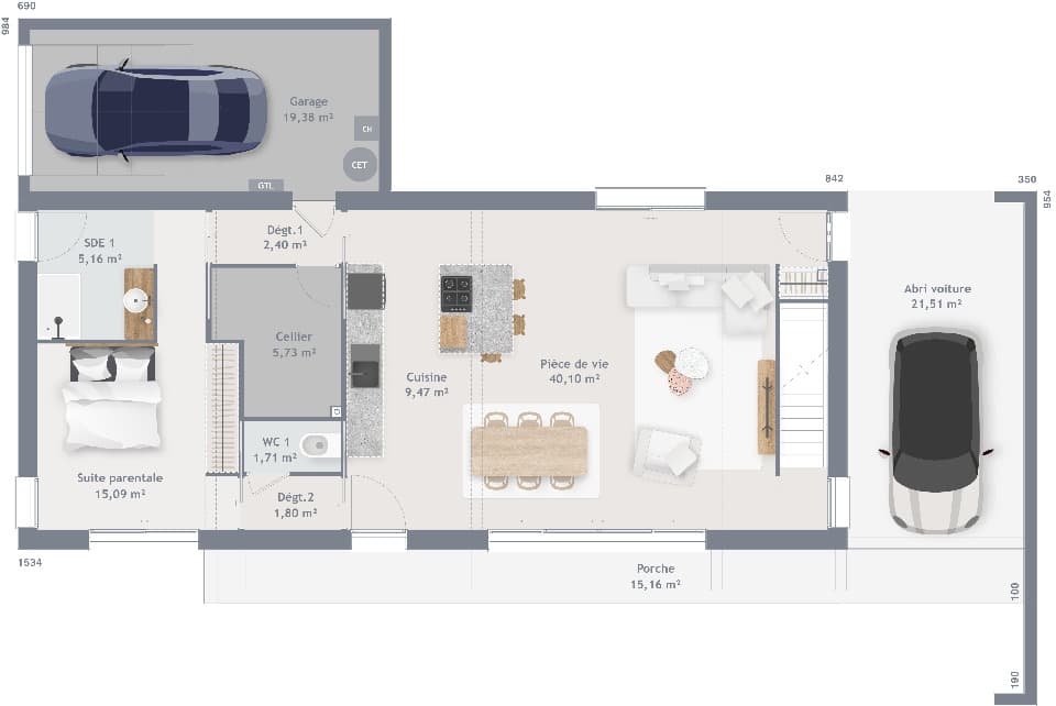 Maison neuve - Terrain à bâtir () à Les Mesneux (51), prix 627 000 €