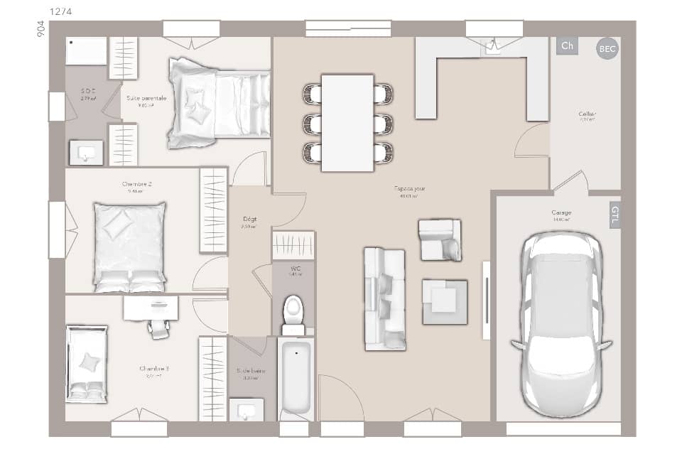 Maison neuve - Terrain à bâtir () à Saint-Priest, prix 350 309 €