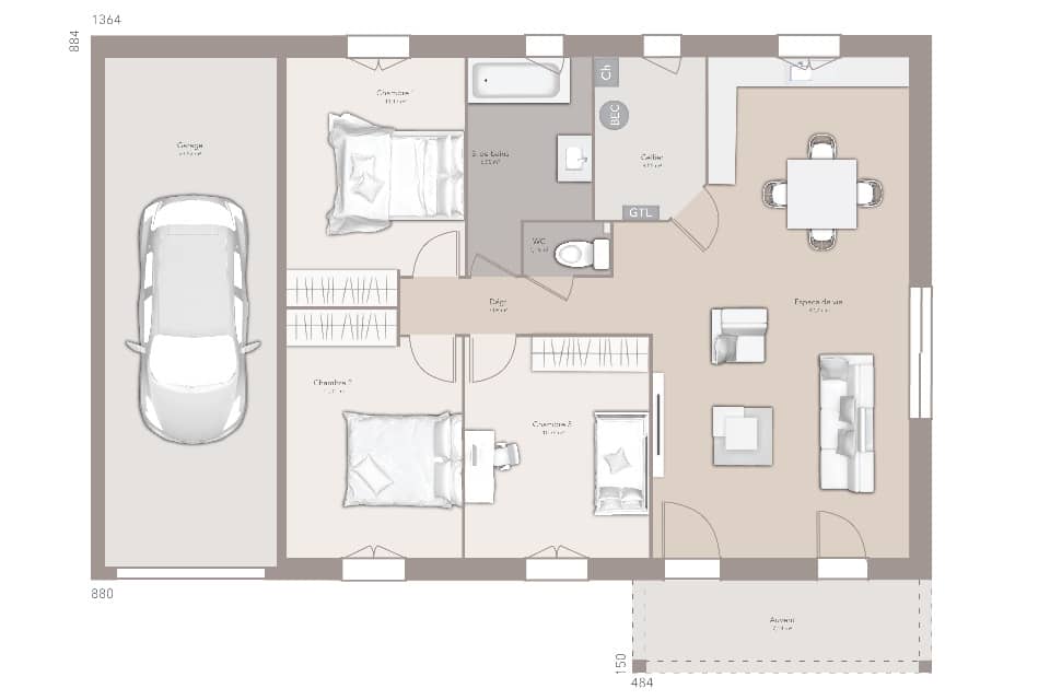Maison neuve - Terrain à bâtir () à Saint-Bonnet-de-Mure, prix 380 368 €