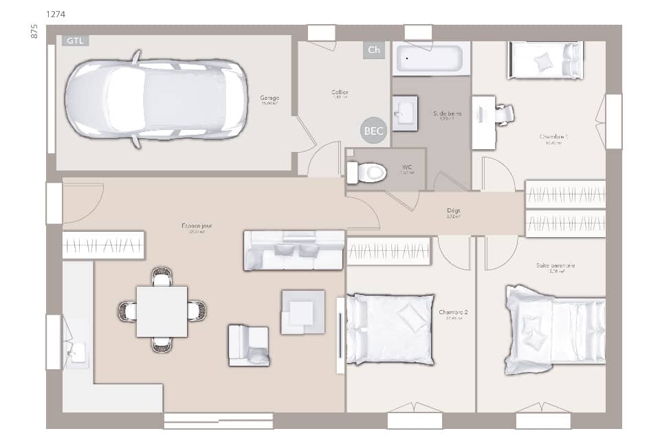 Maison neuve - Terrain à bâtir Coligny (01270) à Coligny (12), prix 214 000 €