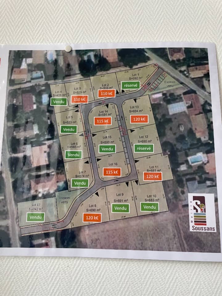 Maison neuve - Terrain à bâtir Soussans (33460) à Soussans (33), prix 225 000 €