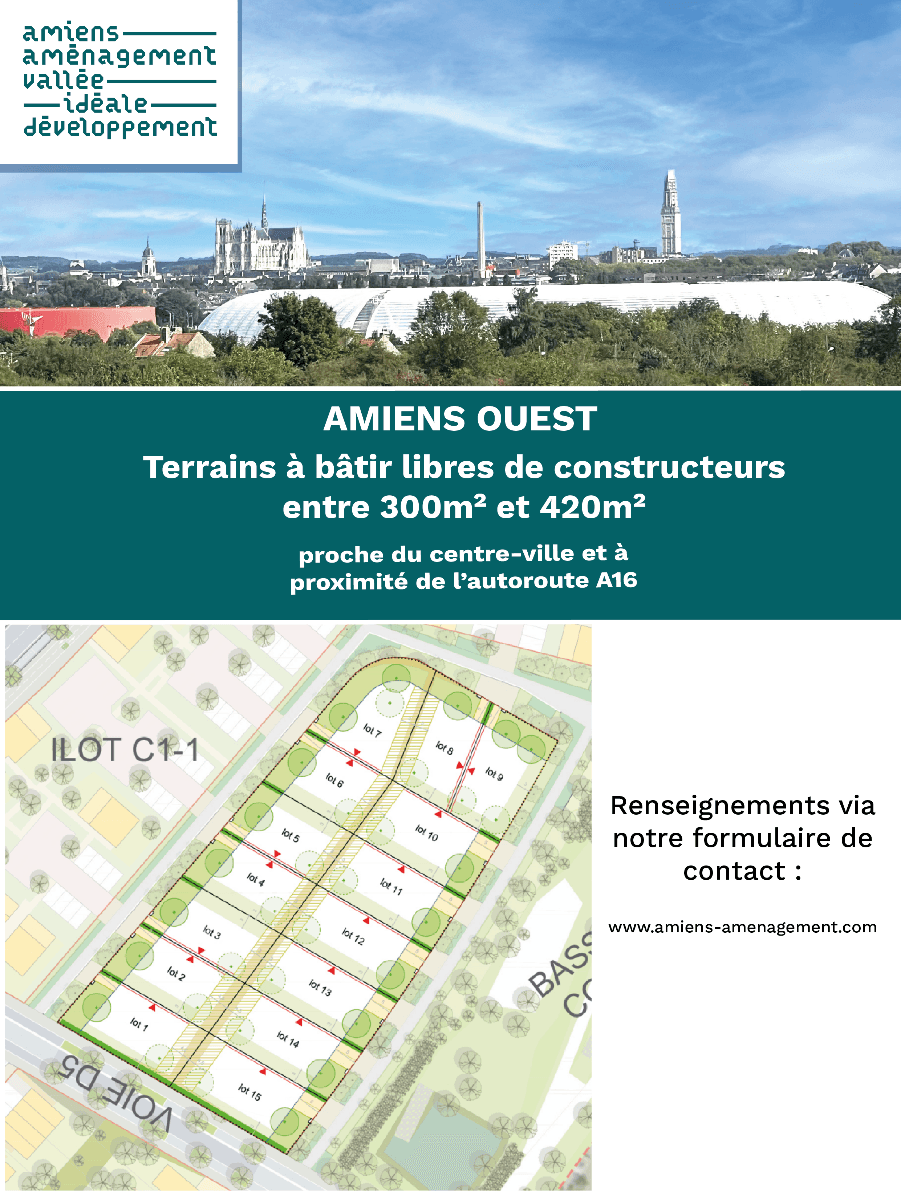 Lotissement - TERRAINS À VENDRE AMIENS OUEST à Amiens, prix 73 920 €