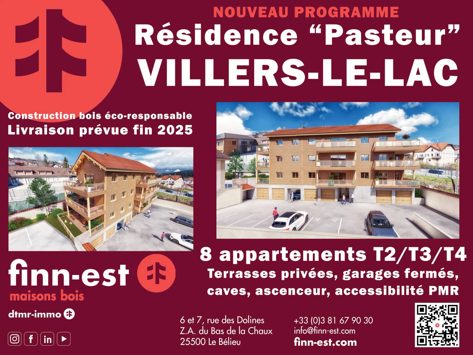 Appartements neufs - 8 Appartements VILLERS-LE-LAC  à Villers le lac (25), prix 258 000 €