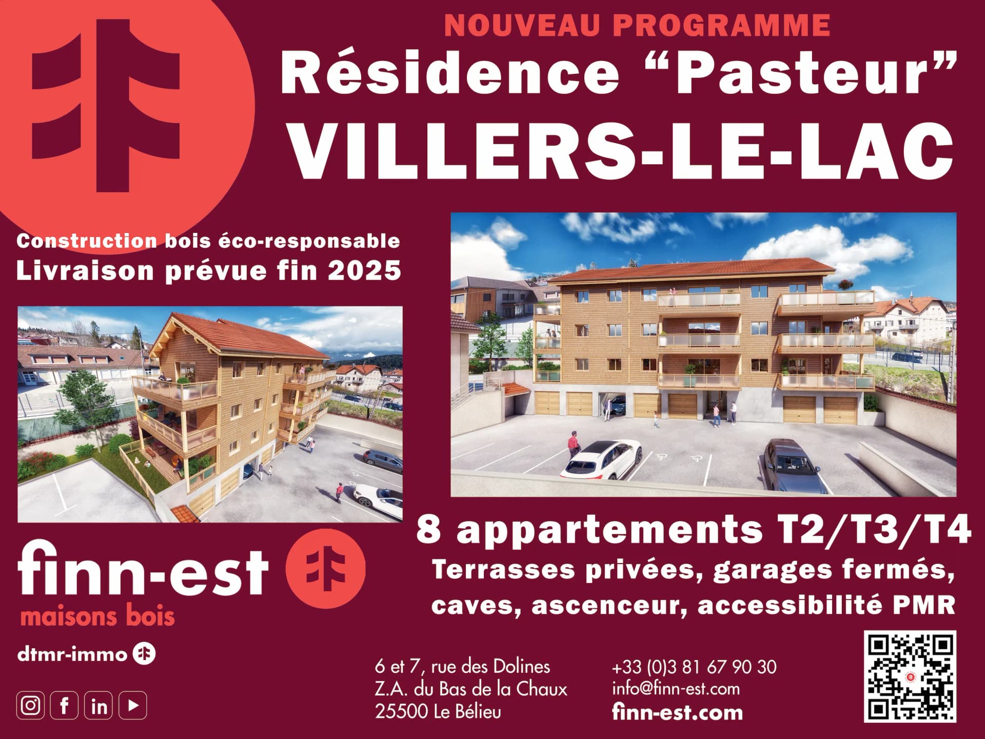 Appartements neufs - 8 Appartements VILLERS-LE-LAC  à Villers le lac (25), prix 184 000 €
