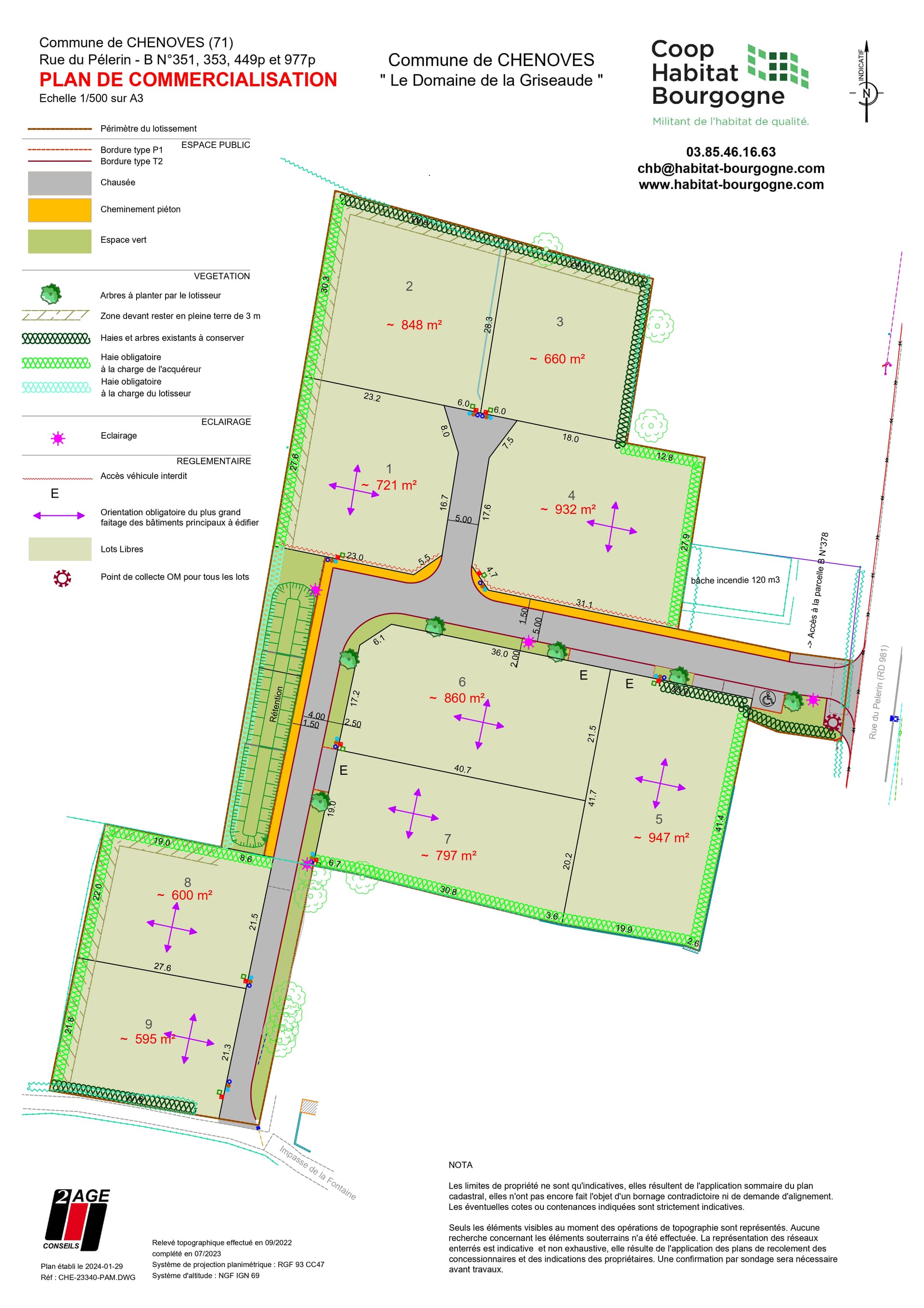 Terrain Chenoves (71) - 600m² - 42000€ (photo 3/3)