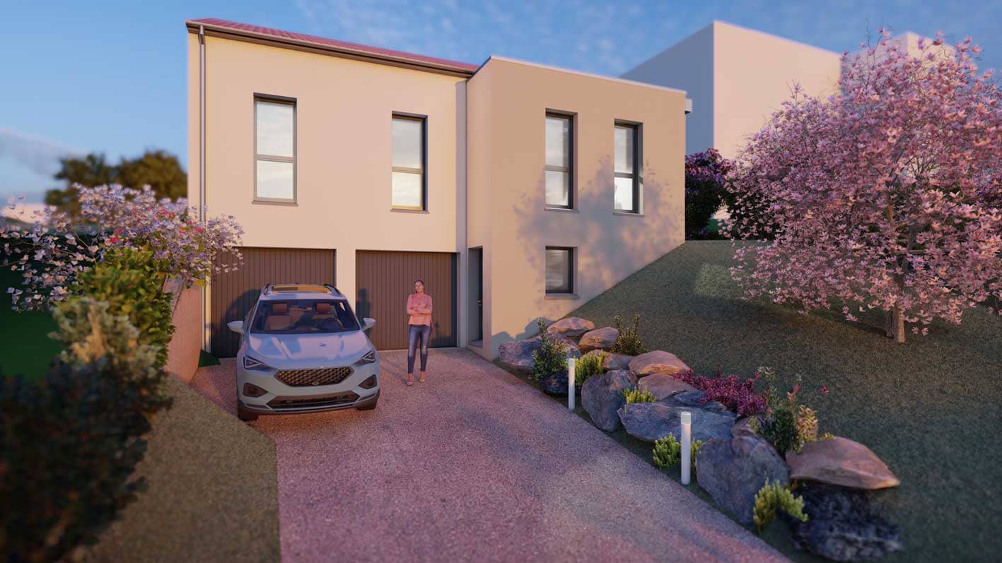 Maison neuve - Maison neuve sur terrain de 9.38 ares à Berg Sur Moselle (57), prix 489 000 €