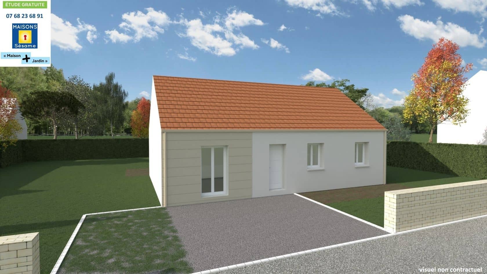 Maison neuve - Projet de construction d'une maison 88 m² avec terrain proche de DOURDAN (91) à RICHARVILLE, prix 157 100 €