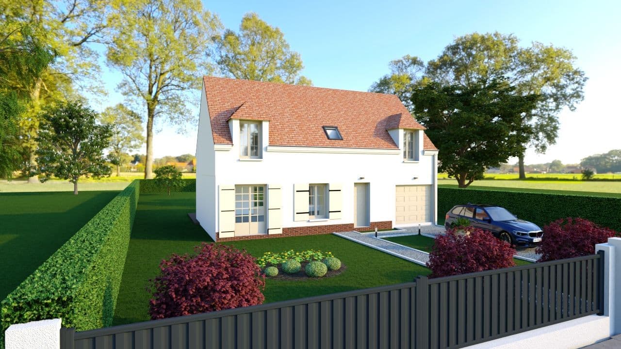 Maison neuve - Projet de construction d'une maison 110 m² AVEC GARAGE SUR terrain à JOUY-LE-MOUTIER (95) à RUE MAURECOURT (95), prix 168 498 €