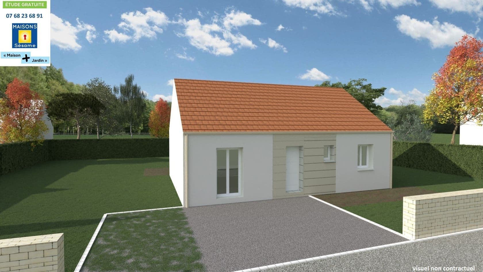 Maison neuve - Projet de construction d'une maison 70 m² avec terrain proche d'ETAMPES (91) à OUTARVILLE (91), prix 164 900 €