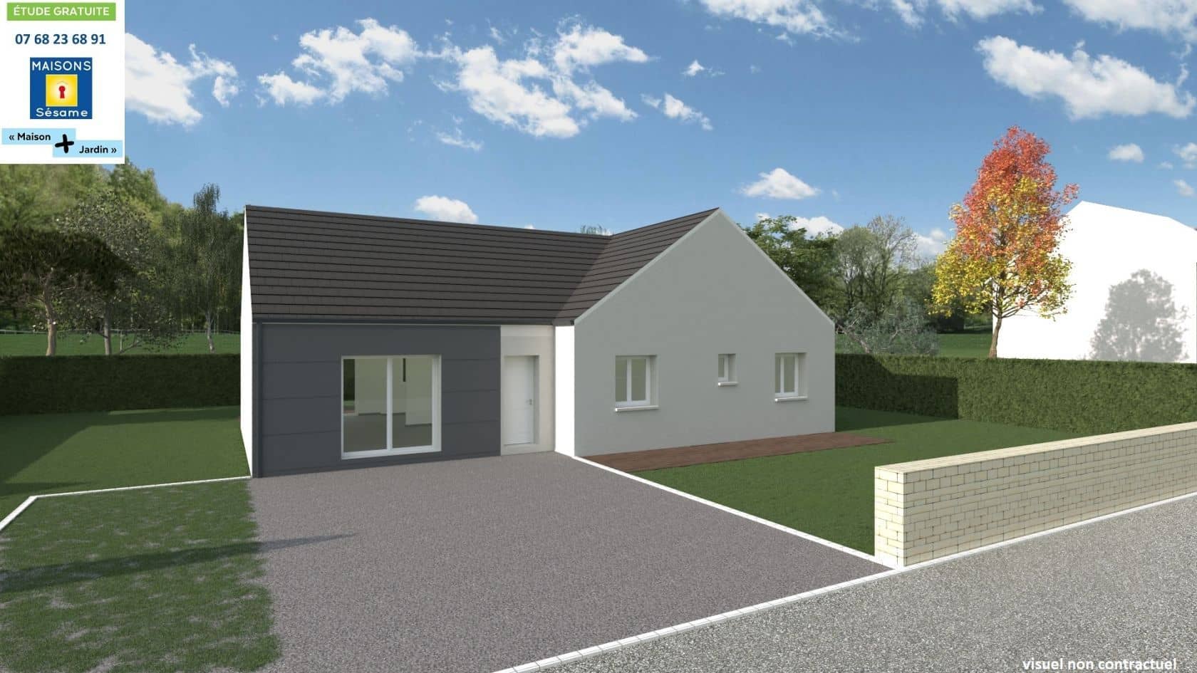 Maison neuve - Projet de construction d'une maison 97 m² avec terrain proche d'ETAMPES (91) à SAINT ESCOBILLE, prix 175 700 €