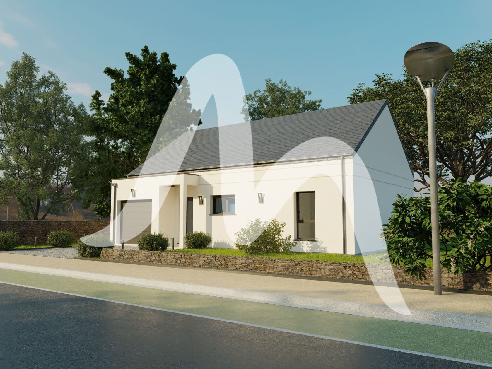 Maison neuve - Projet de construction d'une maison 105 m² avec terrain à CHATEAUNEUF-SUR-SARTHE (49) à CHATEAUNEUF-SUR-SARTHE (49), prix 175 000 €