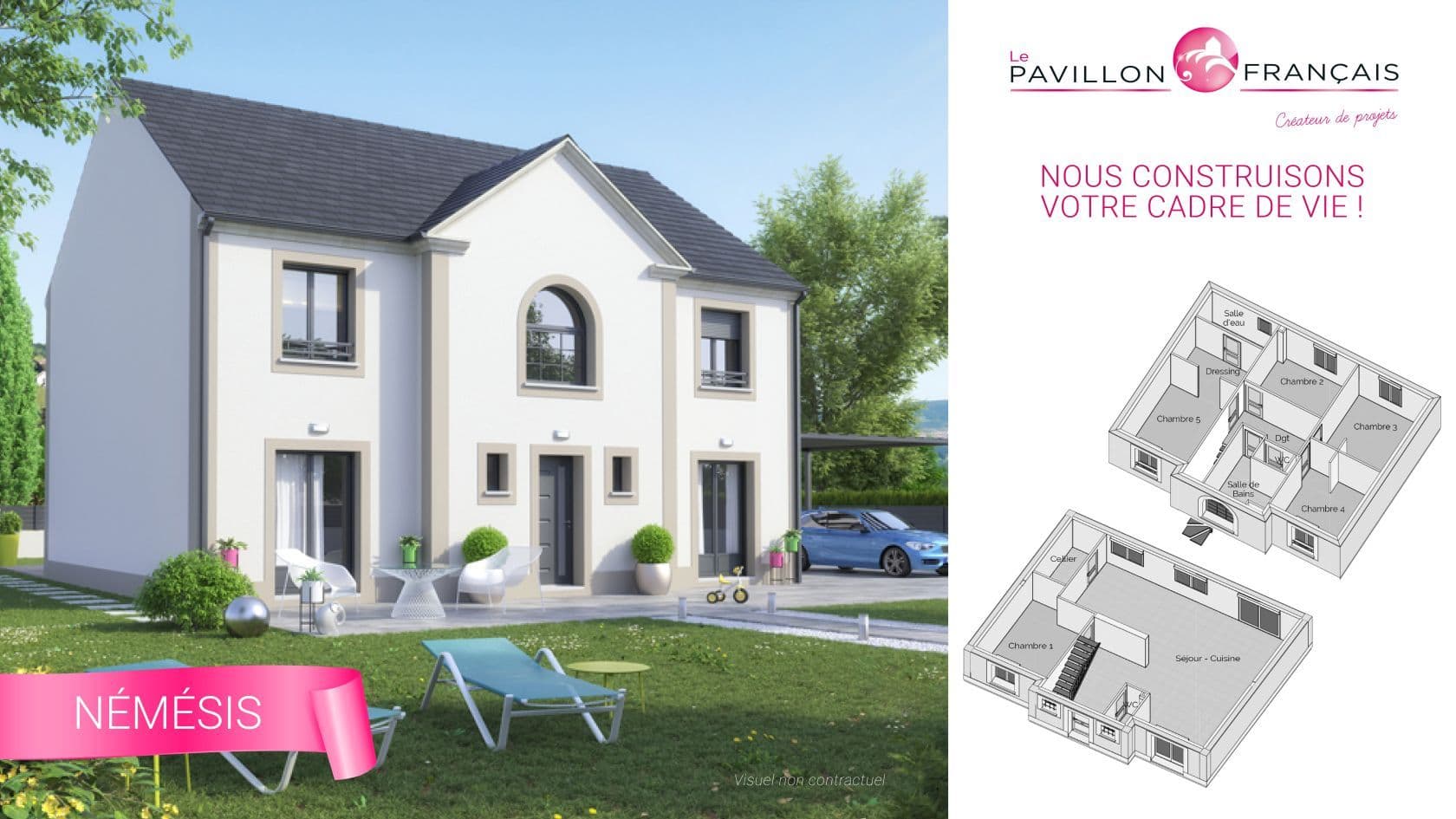 Maison neuve - Projet de construction d'une maison 140 m² avec terrain à ATTAINVILLE (95) à RUE DE L'ORME (95), prix 232 806 €