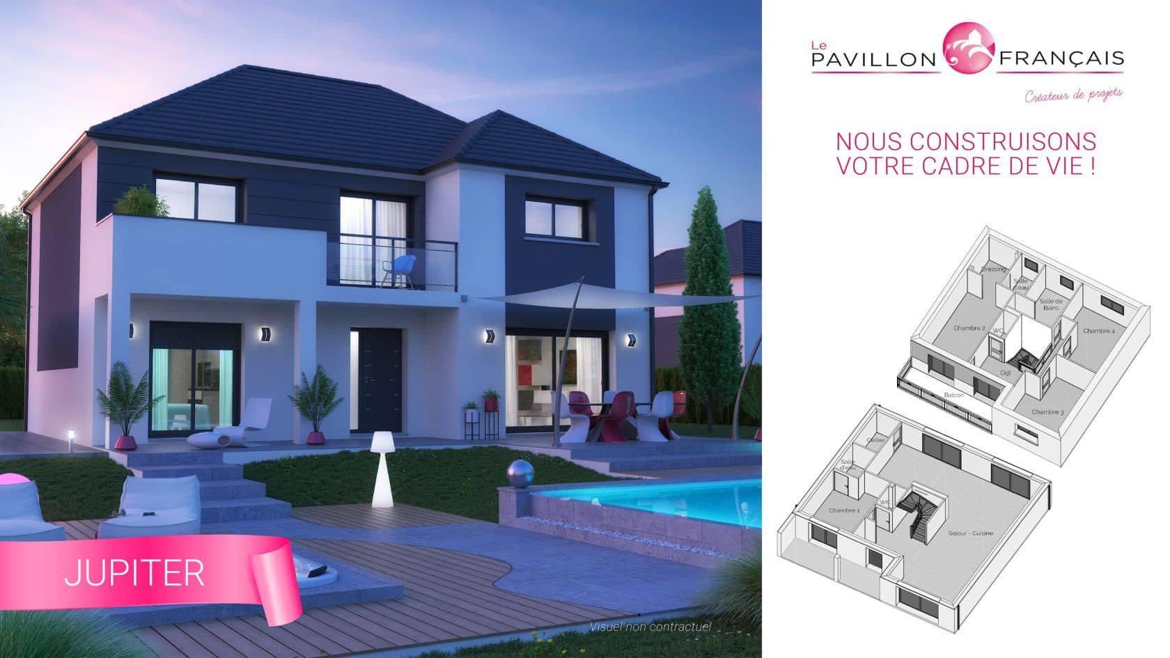 Maison neuve - Projet de construction d'une maison 140 m² avec terrain à SAINTRY-SUR-SEINE (91) à SAINTRY-SUR-SEINE (91), prix 262 910 €