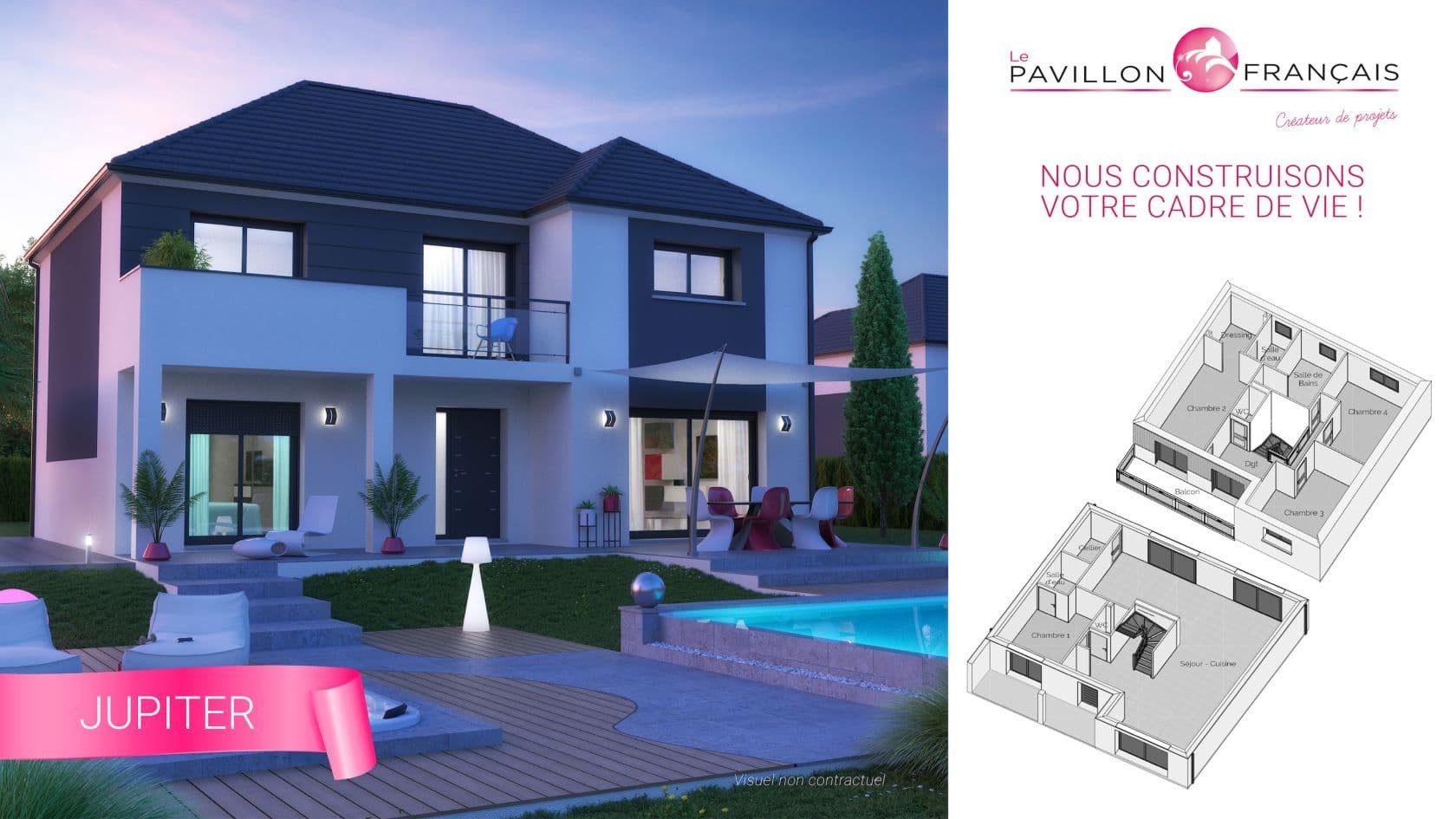 Maison neuve - Projet de construction d'une maison 140 m² avec terrain à SAINTE-GENEVIEVE-DES-BOIS (91) à SAINTE-GENEVIEVE-DES-BOIS (91), prix 262 910 €
