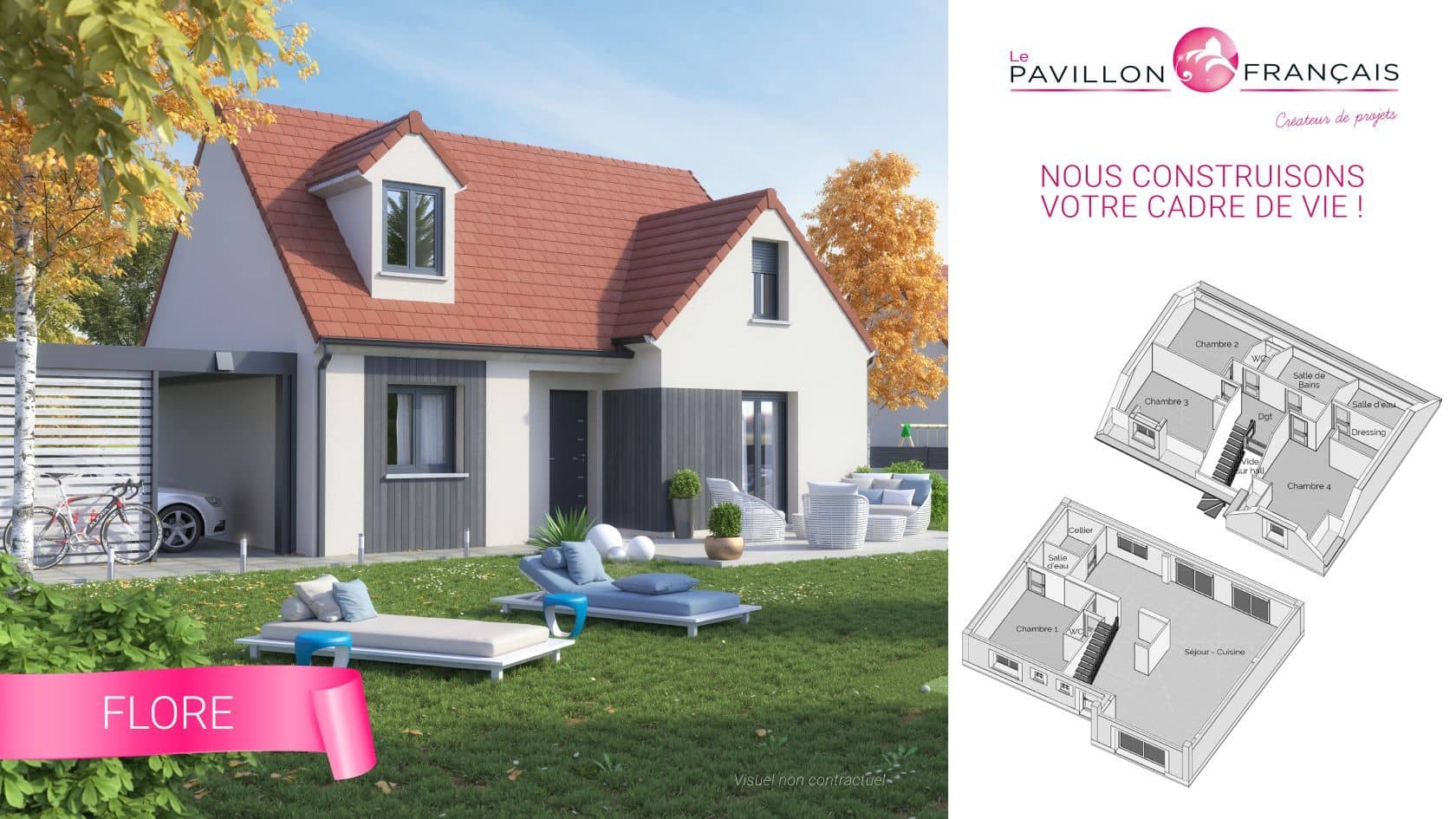 Maison neuve - Projet de construction d'une maison 135 m² avec terrain à LES BREVIAIRES (78) à chemin vert (78), prix 250 656 €